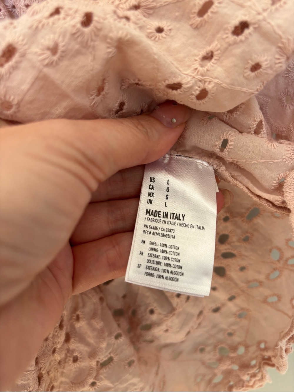 American Eagle Blush Pink Eyelet Cotton Babydoll Top - Picture 4 of 4